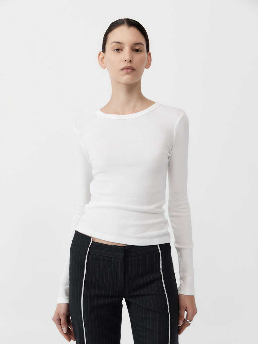 White Organic Cotton Long Sleeve Top