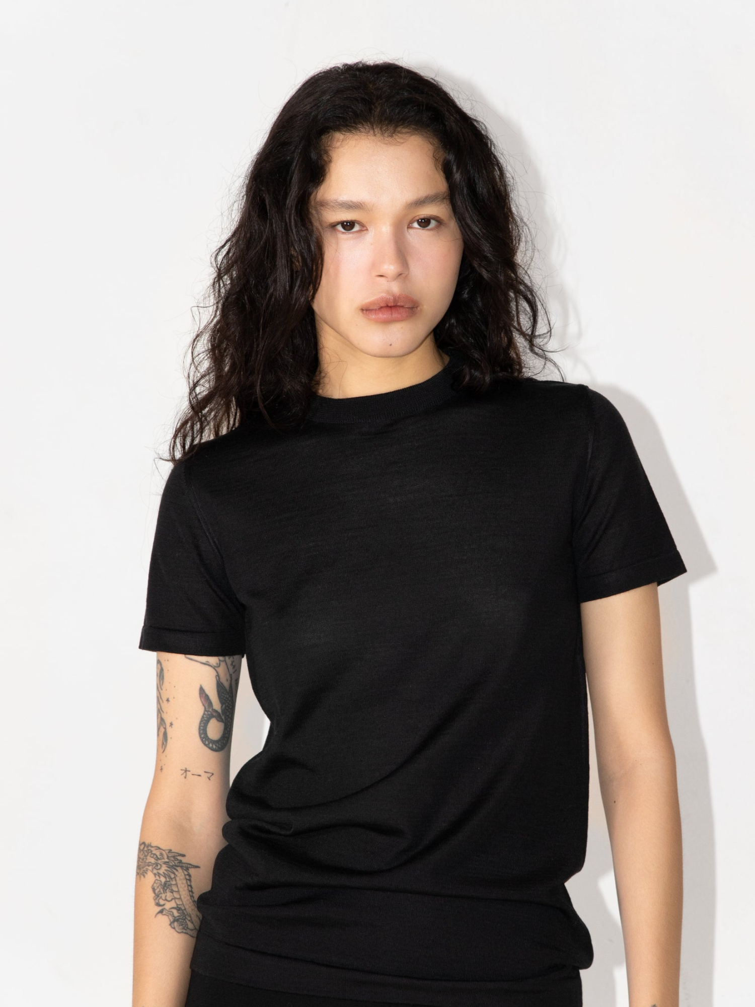 Black Merino Wool T-shirt | Rhea.
